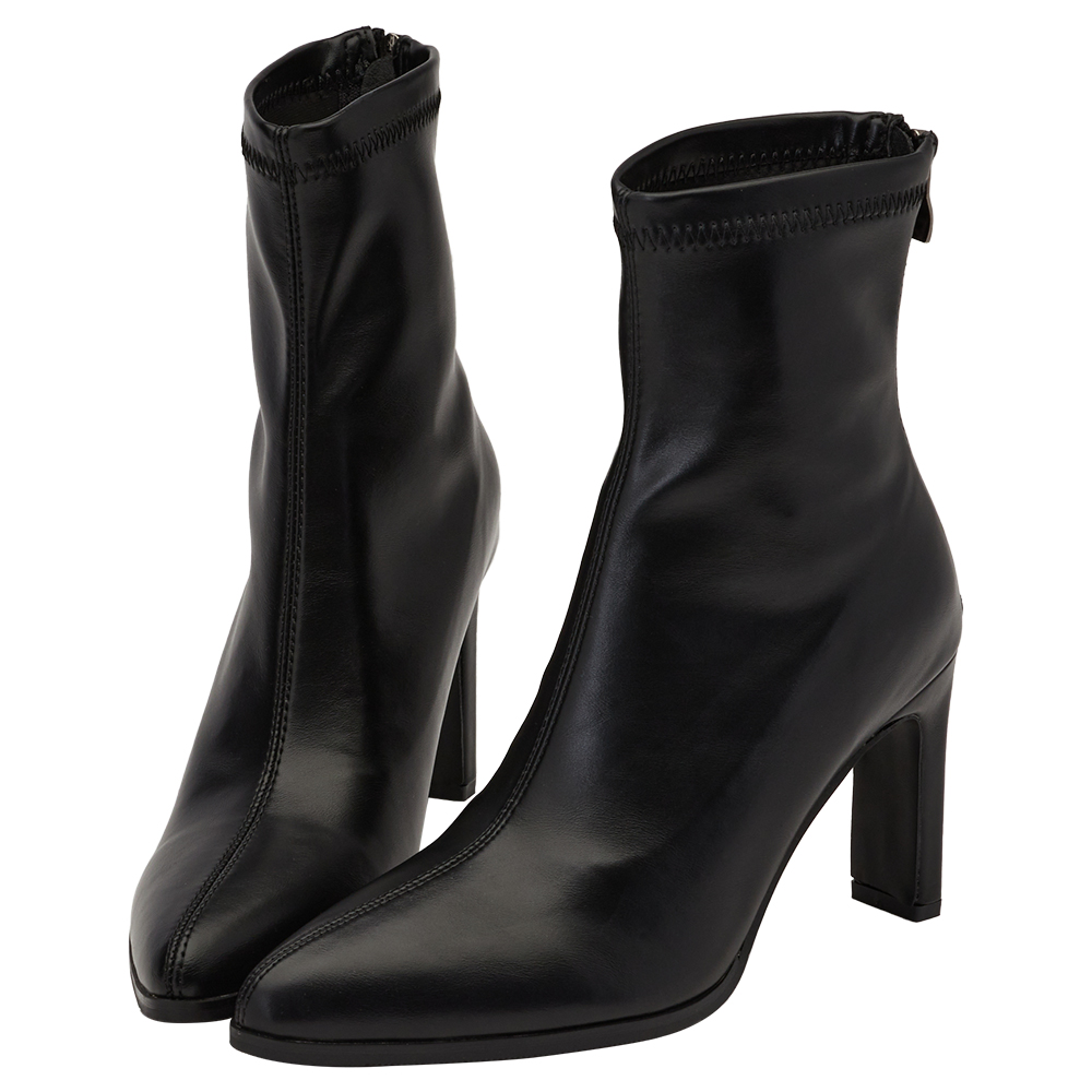 知性姐姐尖頭扁跟瘦瘦襪靴 黑