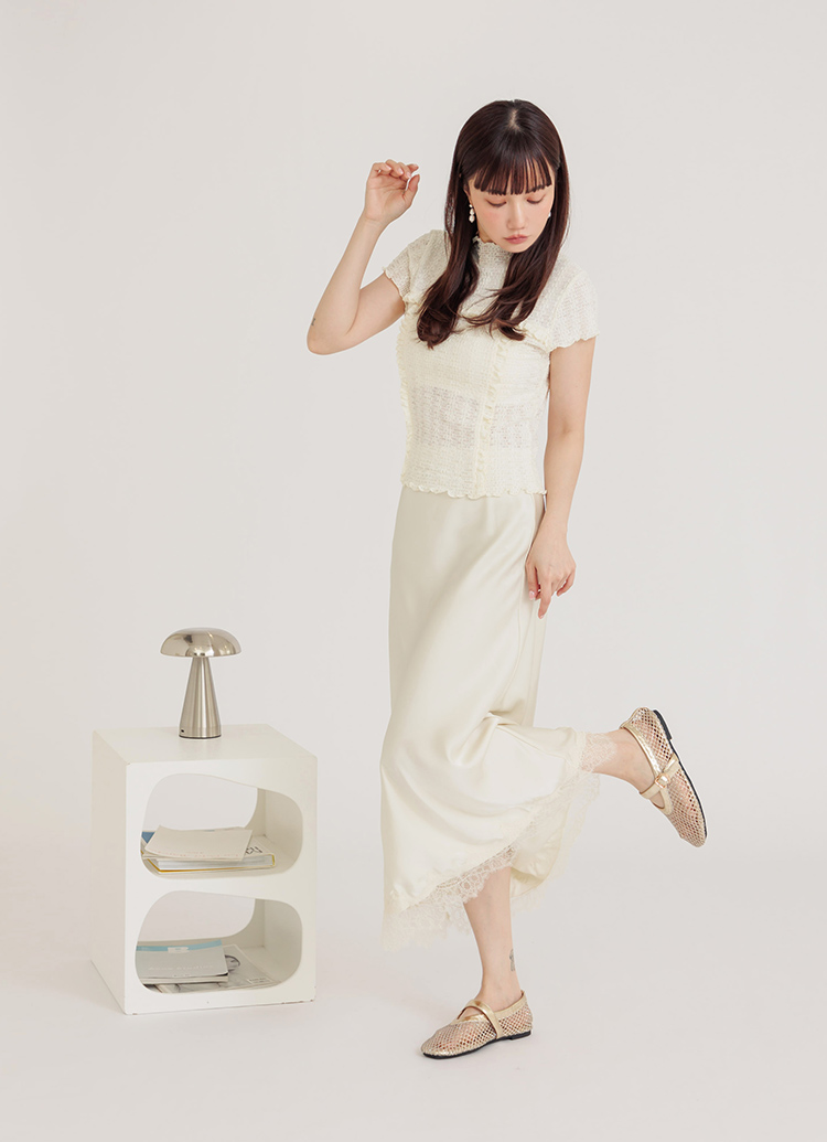 GraceGift平價女鞋 閃耀晶鑽漁網圓頭瑪莉珍芭蕾舞鞋 金