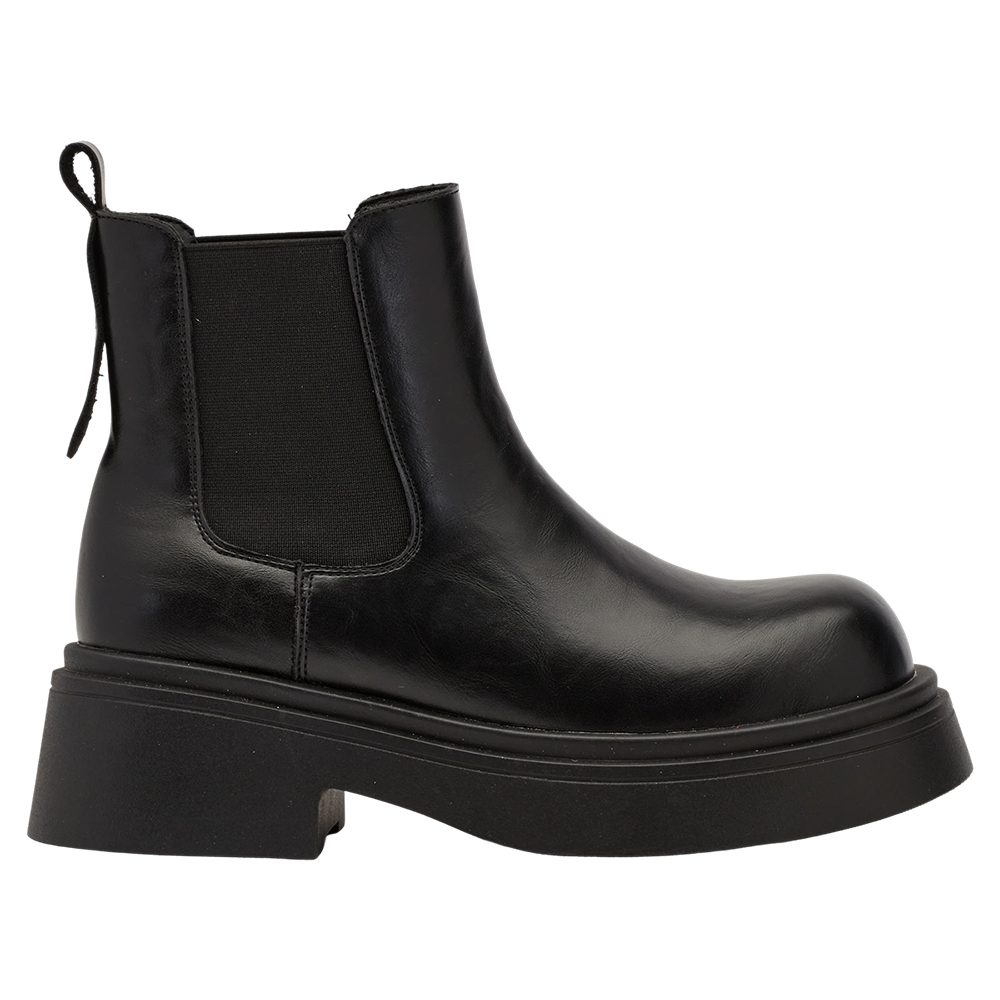 都會質感圓頭輕量厚底切爾西靴 黑