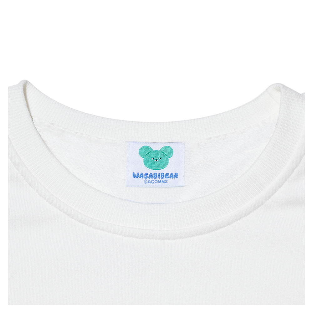 GraceGift Wasabi Bear聯名 醬友集合 拼貼印花大學T 白色 實拍圖