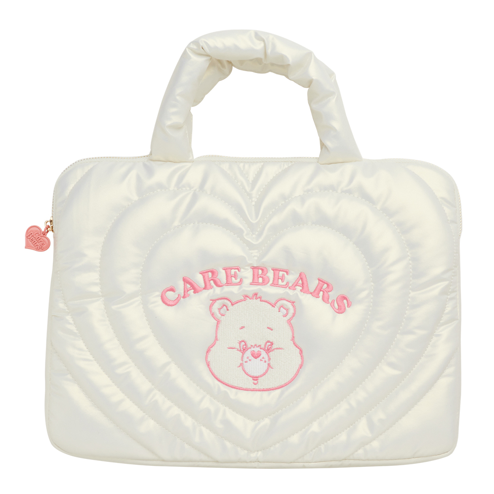 Care Bears-鑽石小熊珠光愛心波紋電腦包 米白
