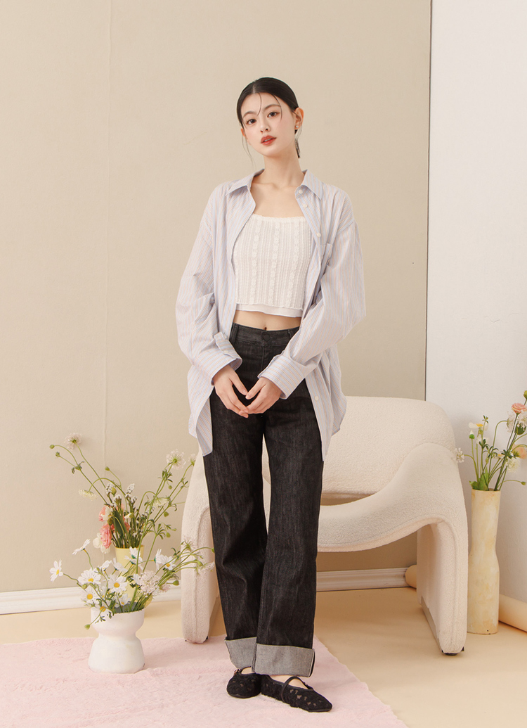 GraceGift平價女鞋 法式少女 蕾絲花朵 透膚平底 瑪莉珍鞋 黑色