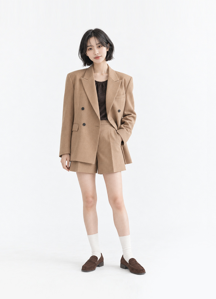 GraceGift平價女鞋 慵懶復古手縫麂皮低跟樂福鞋 咖