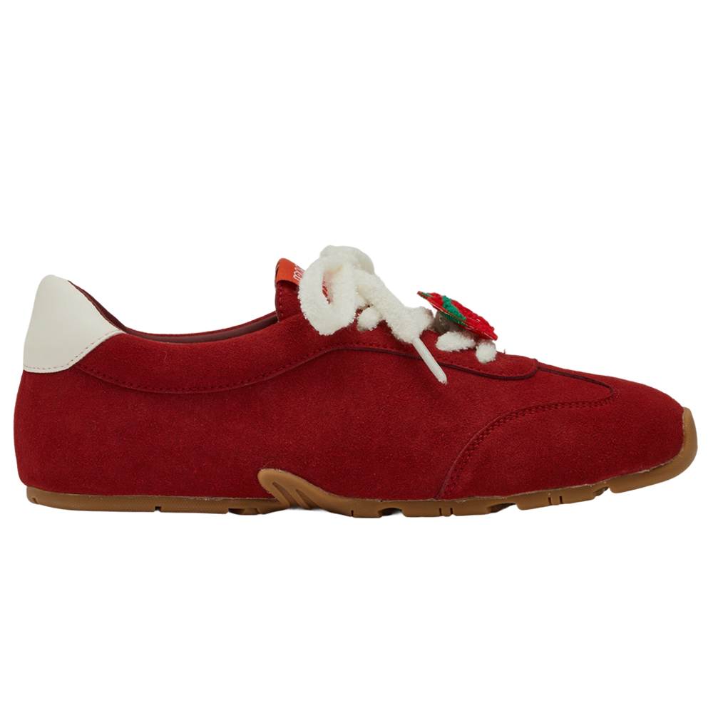 Grace Gift 平價女鞋 Wasabi Bear 聯名 辣椒醬熊 休閒運動鞋 深紅色 穿搭實拍