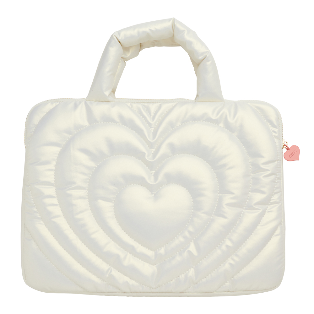 Care Bears-鑽石小熊珠光愛心波紋電腦包 米白