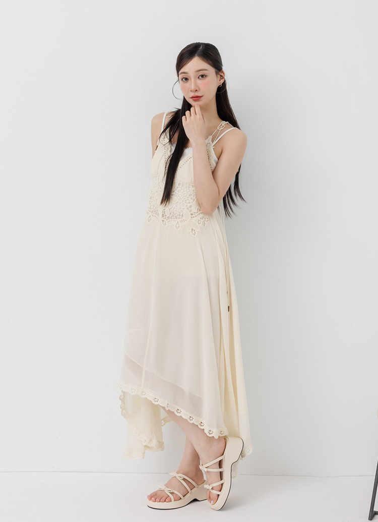 GraceGift平價女鞋 時尚秀場 圓頭 時髦高挑雙蝴蝶結楔型厚底拖鞋 米白色