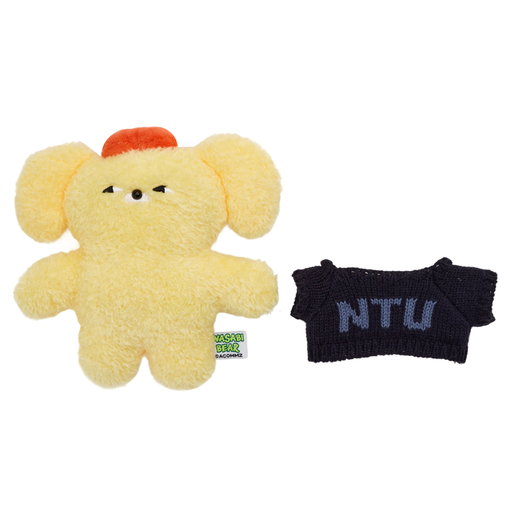GraceGift  Wasabi Bear聯名 芥末熊 黃芥末熊毛絨玩偶吊飾鑰匙圈 黃色