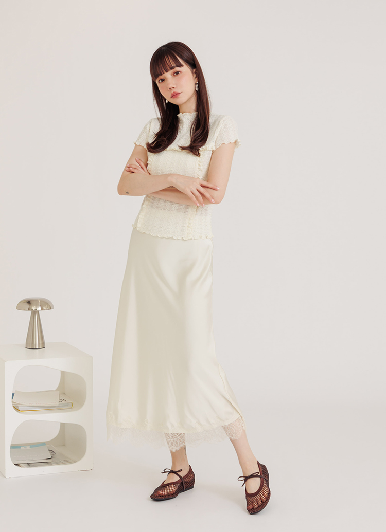 GraceGift平價女鞋 手工訂製亮鑽蝴蝶結漁網方頭芭蕾舞鞋 咖