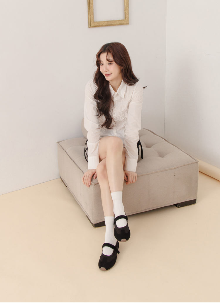 GraceGift平價女鞋 輕盈芭蕾 緞面拚接 芭蕾舞運動鞋 黑色