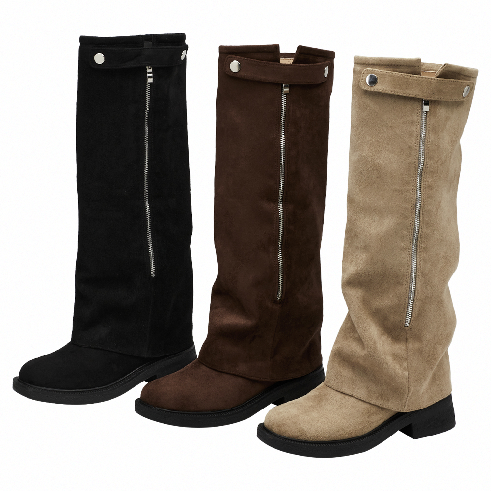 穿搭利器2way可拆式褲管堆堆長靴 卡其