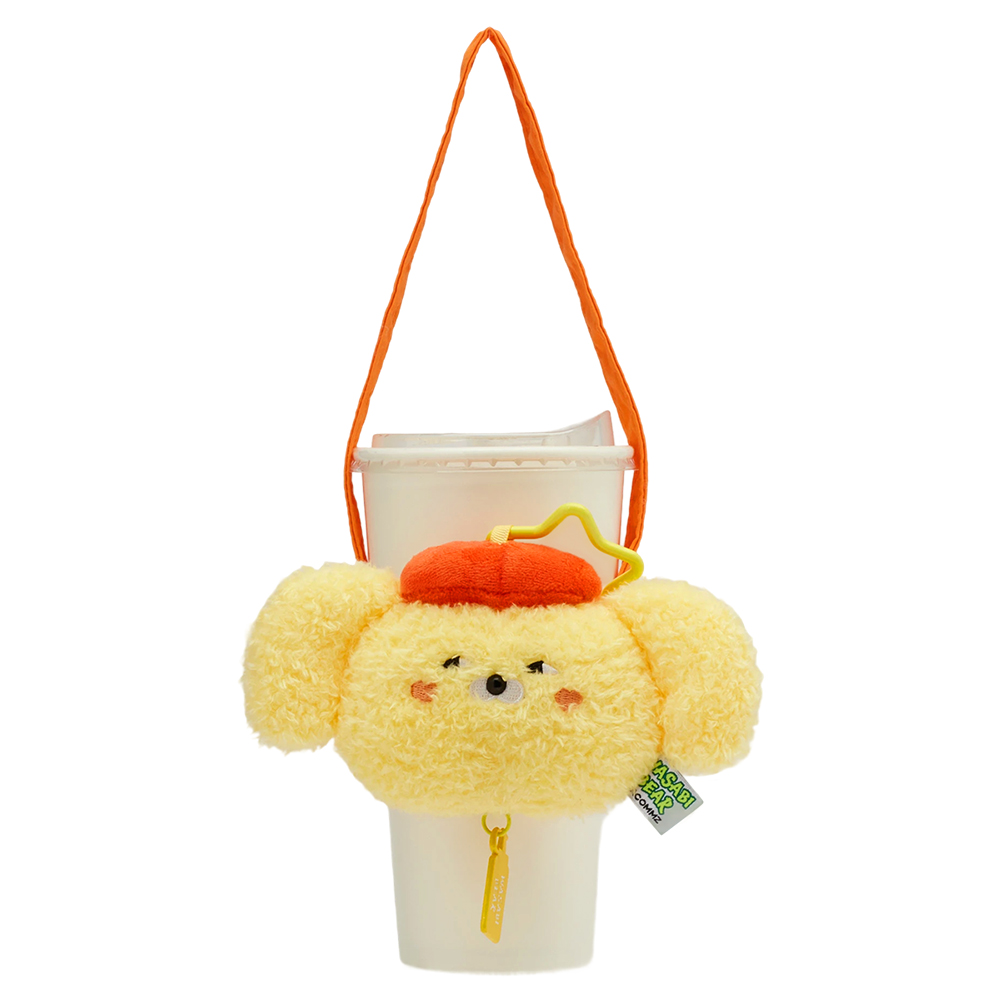GraceGift Wasabi Bear聯名 黃芥末熊 絨毛星星吊飾飲料提袋 隨行包 黃色