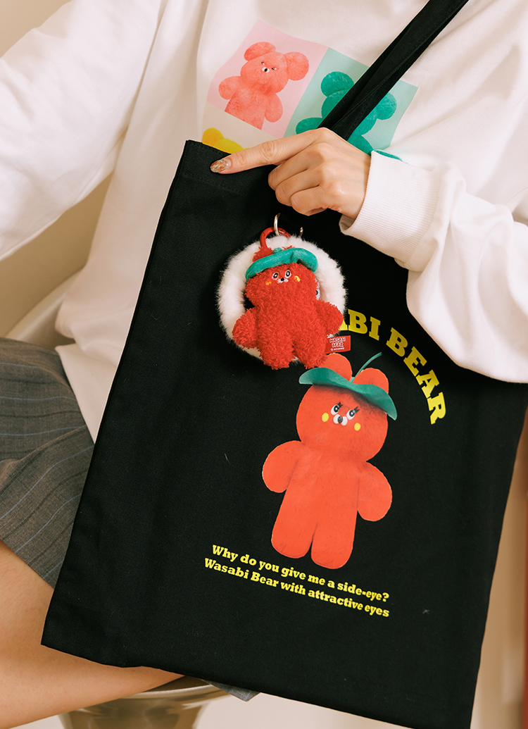 GraceGift Wasabi Bear聯名 辣椒醬熊 絨毛手機掛環 紅色