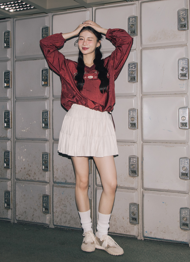 GraceGift 平價女鞋 甜感少女 2WAY緞帶芭蕾休閒鞋 杏色 實品圖