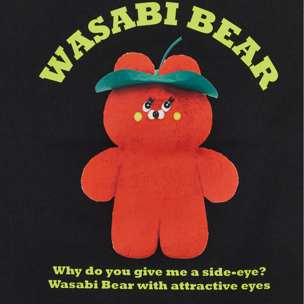 Grace Gift 平價女鞋 Wasabi Bear 聯名 辣椒醬熊 印花帆布包 正紅色 實拍圖