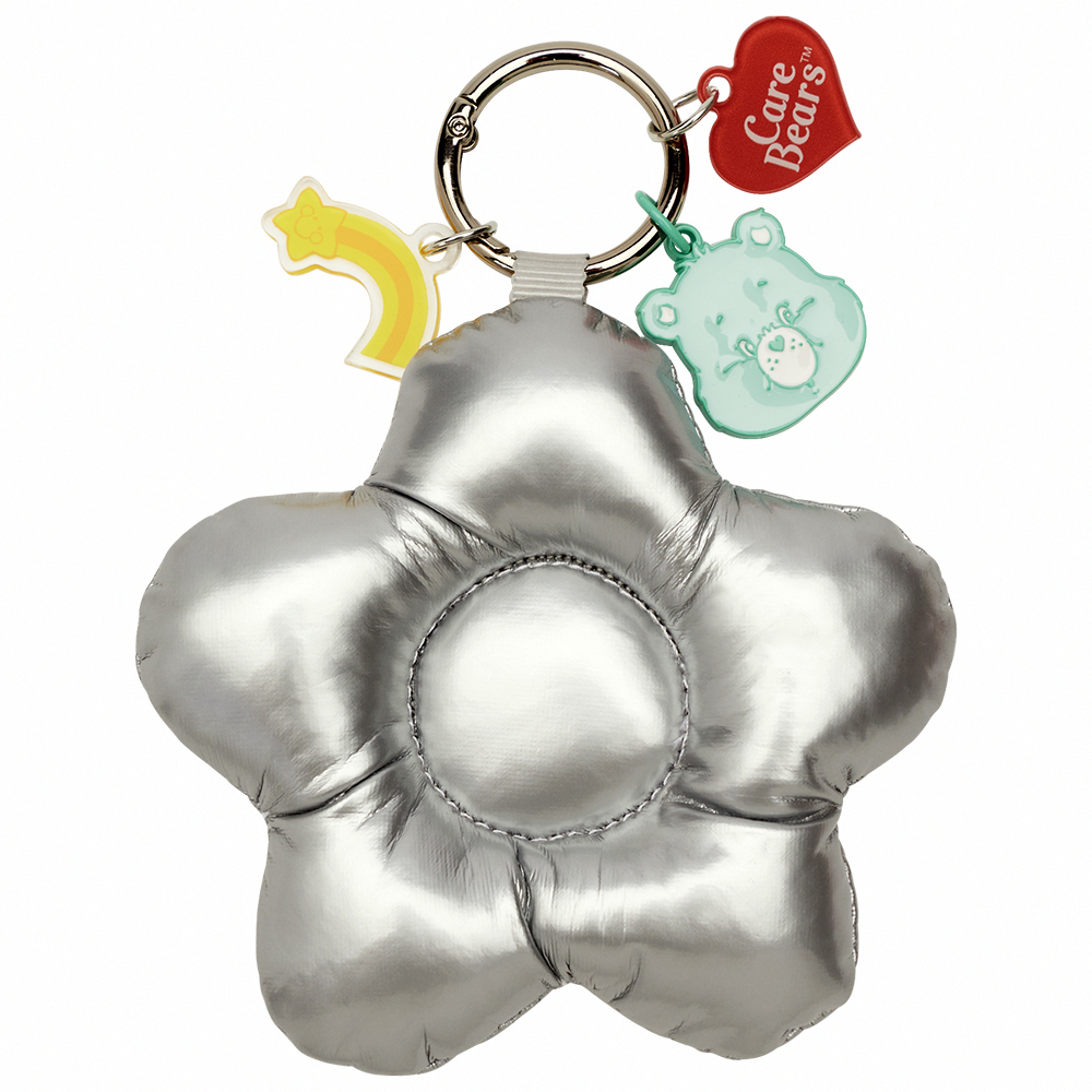 GraceGift CareBears聯名 許願小熊 Blossom系列 鋪棉小花鑰匙圈 銀