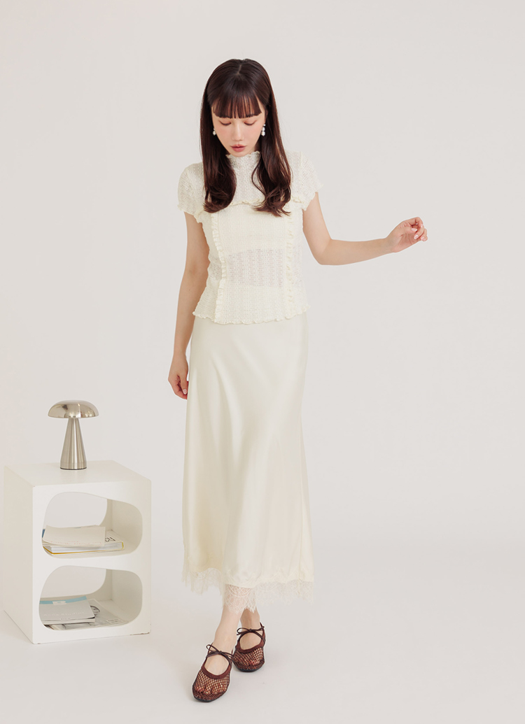 GraceGift平價女鞋 手工訂製亮鑽蝴蝶結漁網方頭芭蕾舞鞋 咖