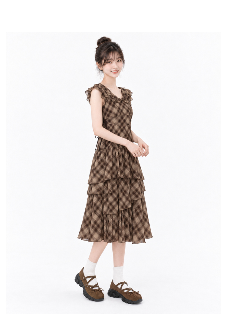 GraceGift平價女鞋 蝴蝶結細帶厚底瑪莉珍芭蕾舞運動鞋咖啡色Balletcore交叉細帶厚底鞋