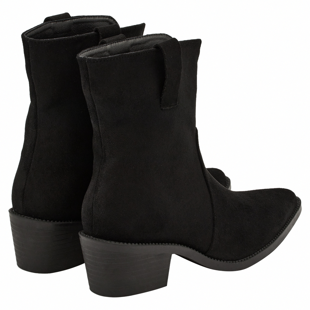 超模尖頭絨布2way可拆式褲管西部長靴 黑