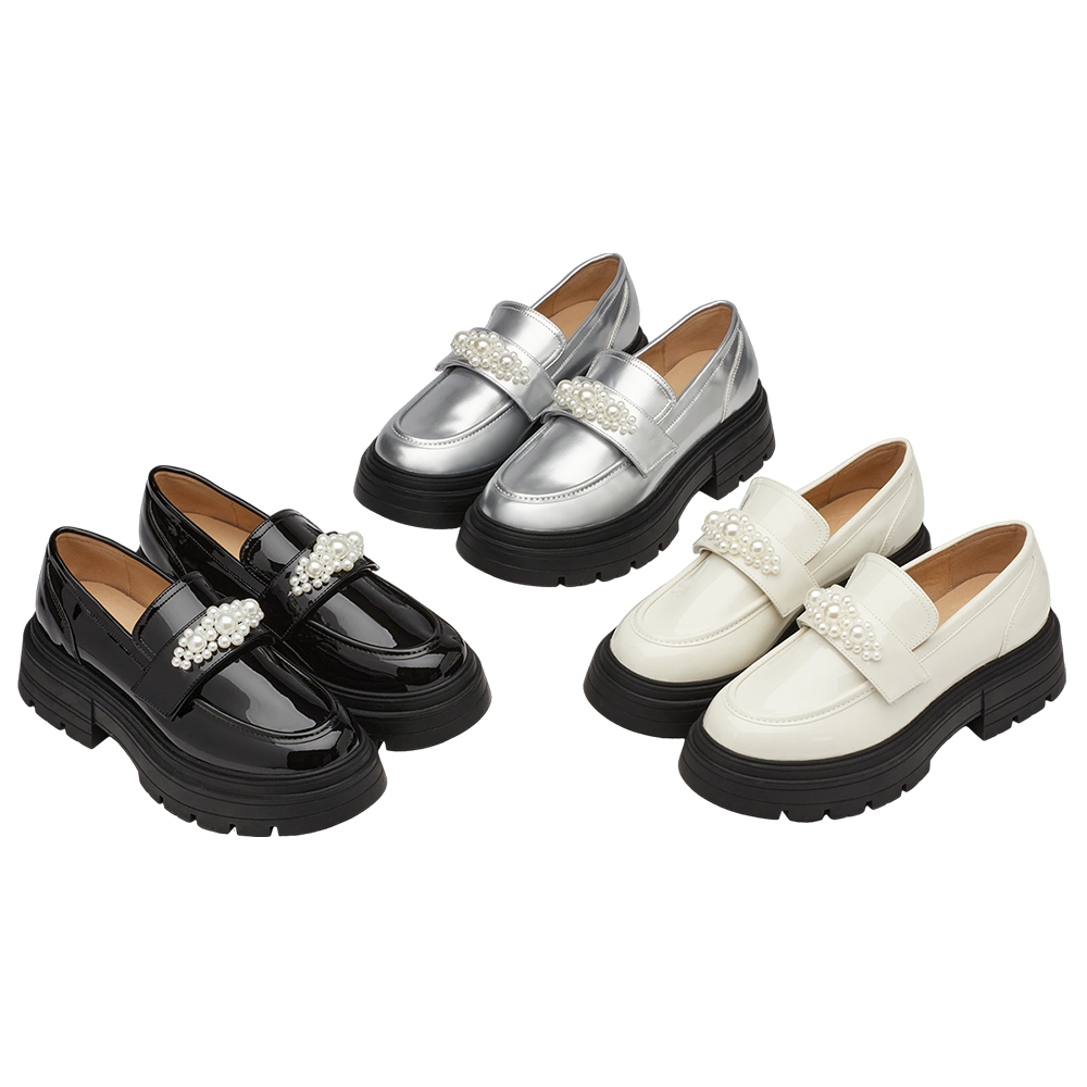 奕潔聯名-公主珍藏2WAY珍珠厚底樂福鞋 黑