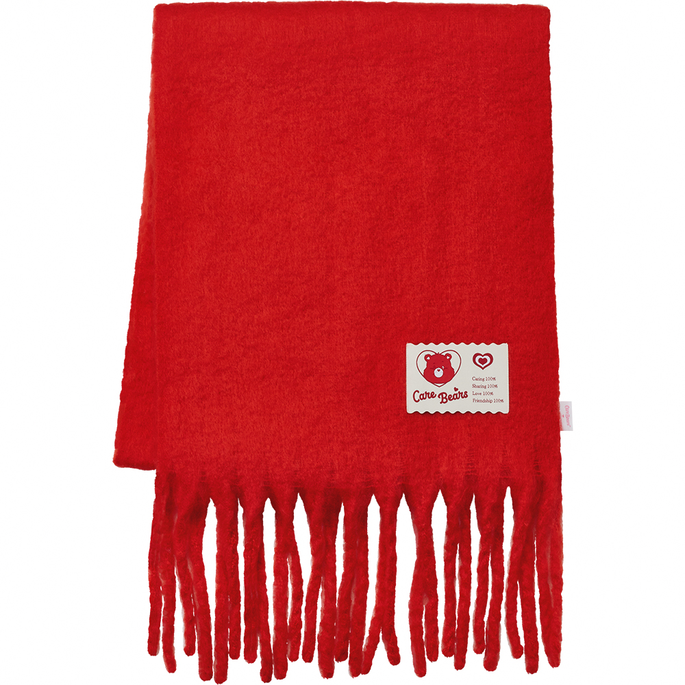 Care Bears-全心全意小熊純色流蘇仿羊絨圍巾 紅