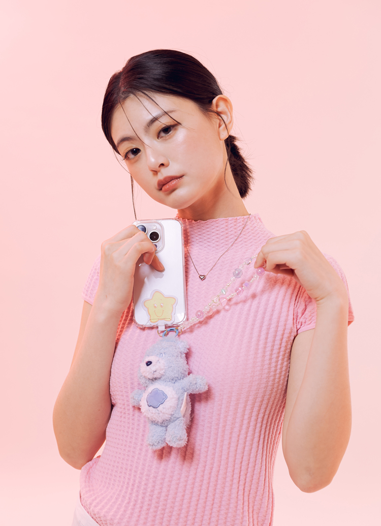 GraceGift CareBears聯名 Care Bears彩虹熊 棉花糖系列毛絨玩偶手機串珠吊飾盲盒