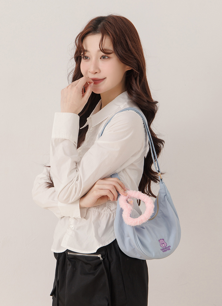 GraceGift CareBears聯名 溫柔小熊 Cupid系列 愛心絨毛鑰匙圈 棕