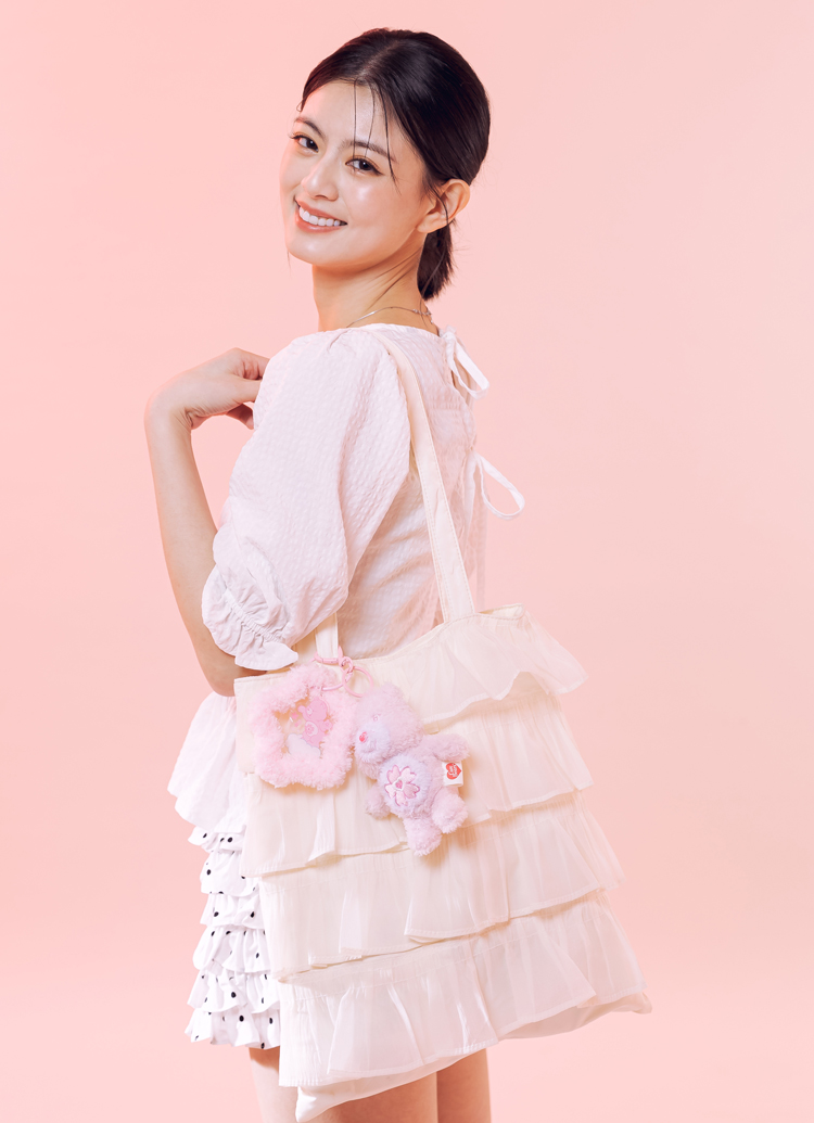 GraceGift CareBears聯名 櫻花小熊 櫻花季限定 櫻花小熊星星絨毛鑰匙圈 粉
