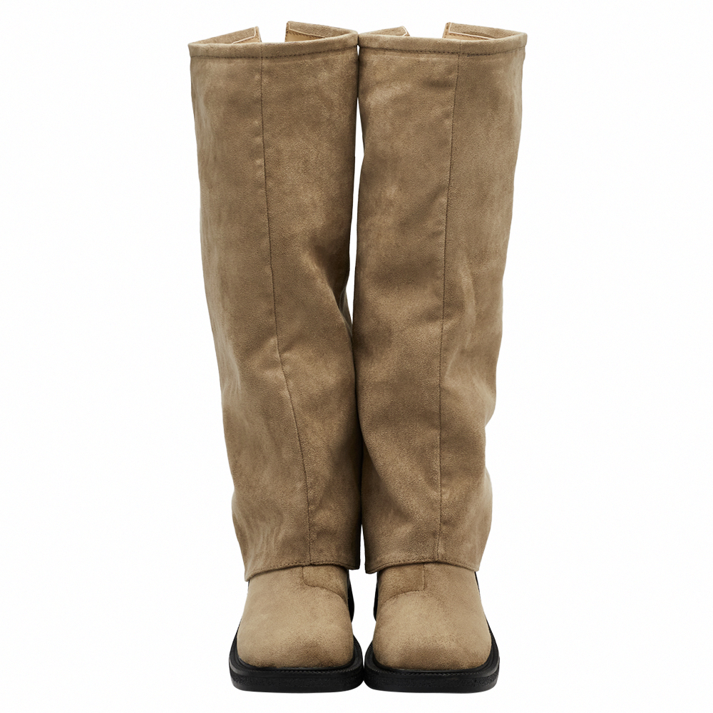 穿搭利器2way可拆式褲管堆堆長靴 卡其