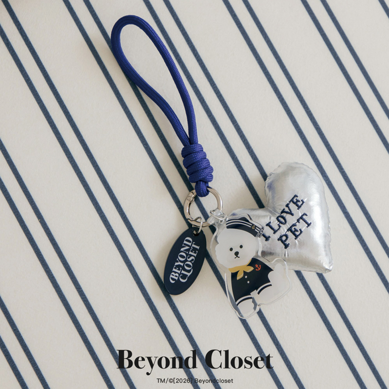 韓國 Beyond Closet 水手比熊犬絨毛愛心鑰匙圈1