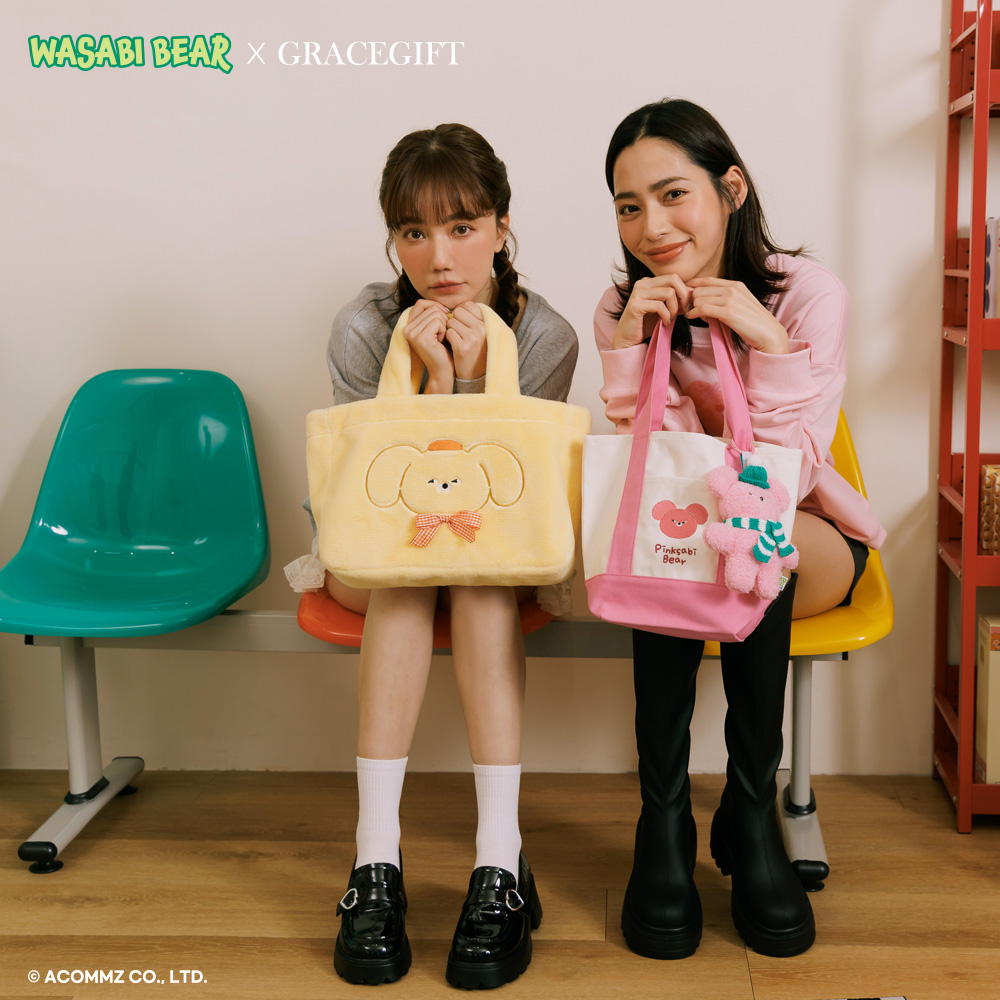 GraceGift Wasabi Bear聯名 冬裝派對毛絨玩偶吊飾鑰匙圈 一中盒