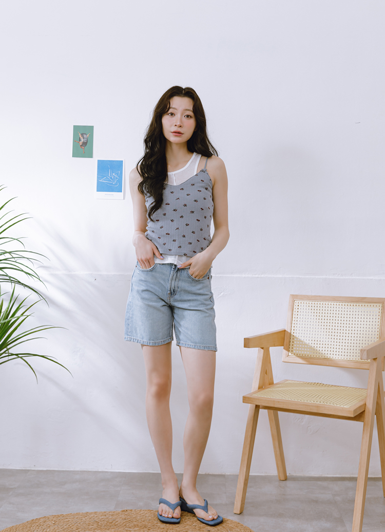 GraceGift 平價女鞋 時尚秀場 方頭 韓系慵懶人字中跟拖鞋 牛仔