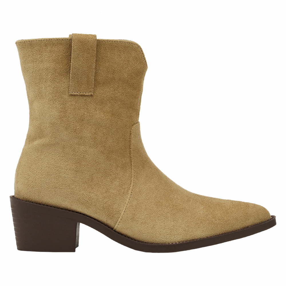 超模尖頭絨布2way可拆式褲管西部長靴 卡其