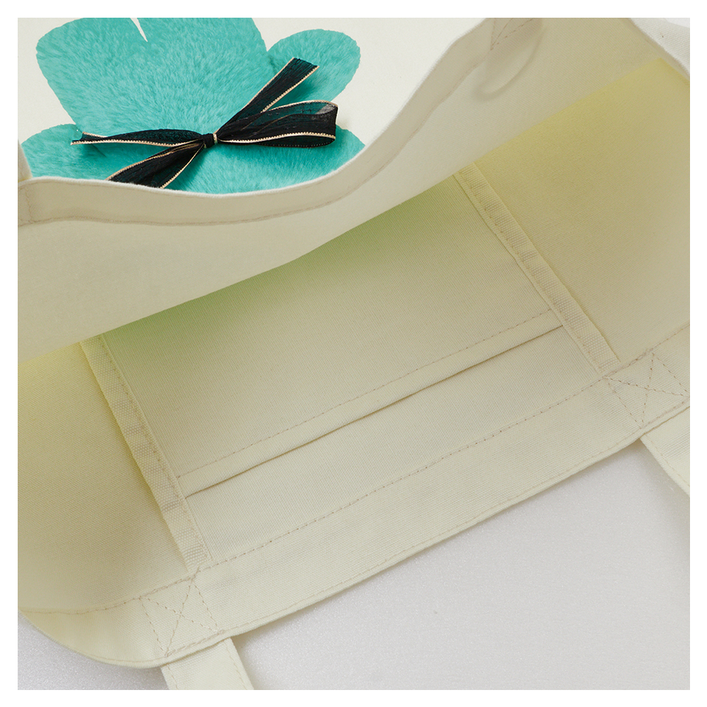 GraceGift Wasabi Bear聯名 芥末熊 立體蝴蝶結印花日常帆布包 藍綠色 實拍圖