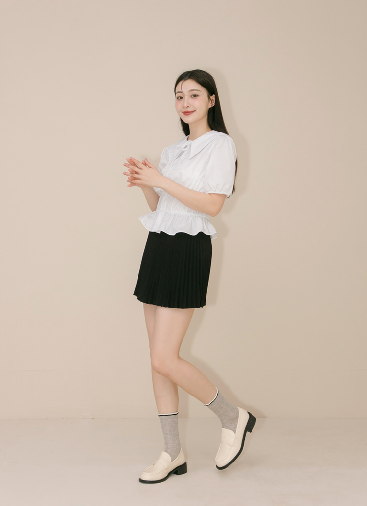 GraceGift平價女鞋 美式校園 粗跟 便仕樂福鞋 米白