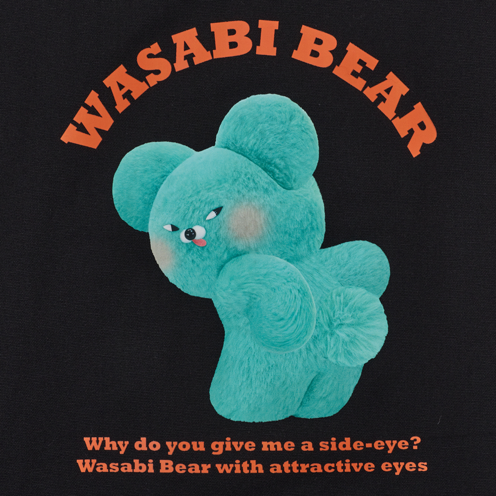 Grace Gift 平價女鞋 Wasabi Bear 聯名 芥末熊 印花帆布包 正紅色 實拍圖