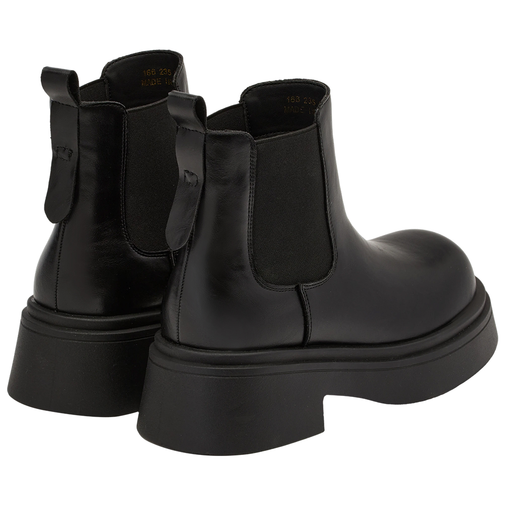 都會質感圓頭輕量厚底切爾西靴 黑