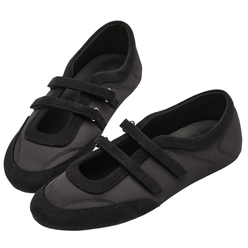 輕盈革命魔鬼氈雙帶內增高瑪莉珍運動鞋 黑