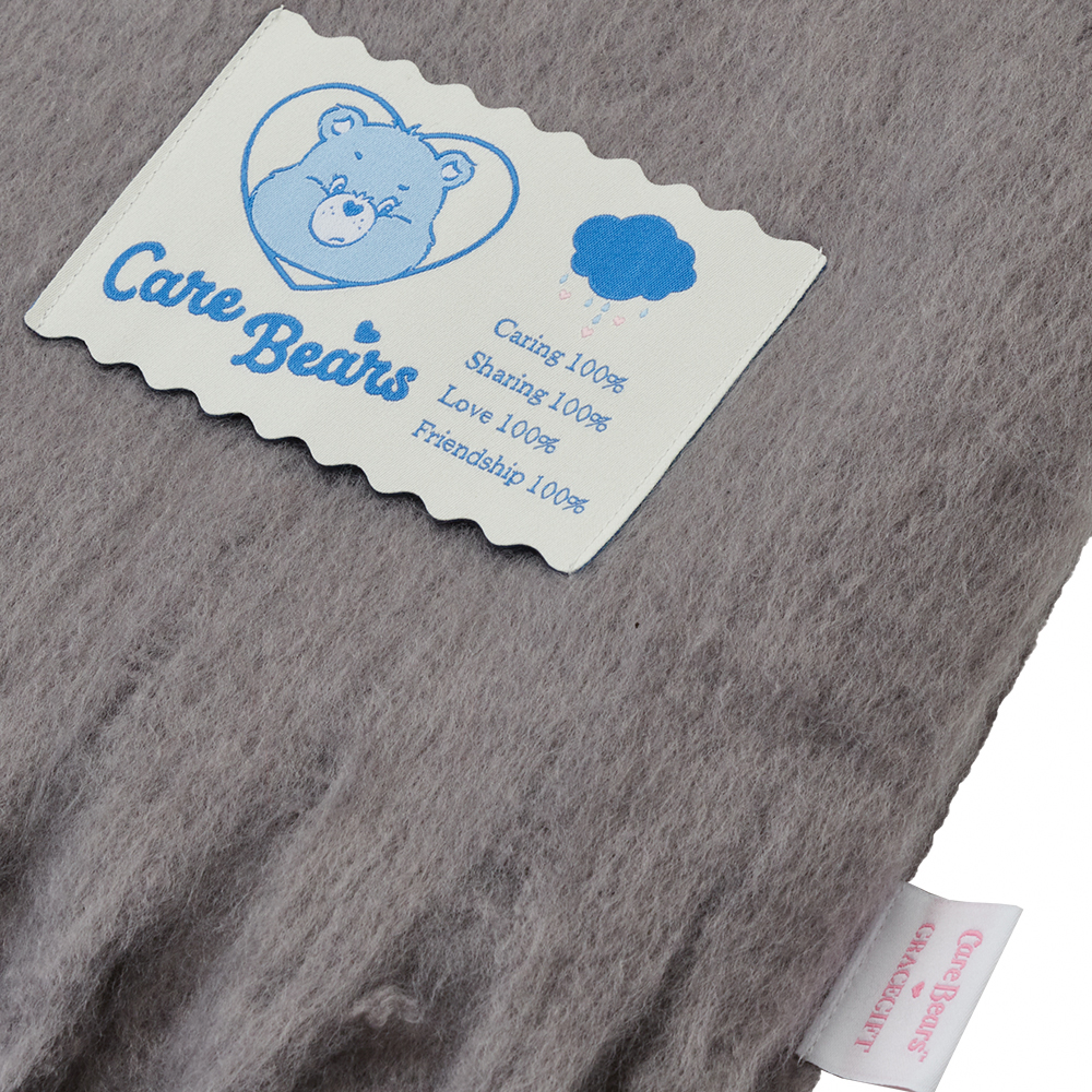 Care Bears-牢騷小熊純色流蘇仿羊絨圍巾 灰
