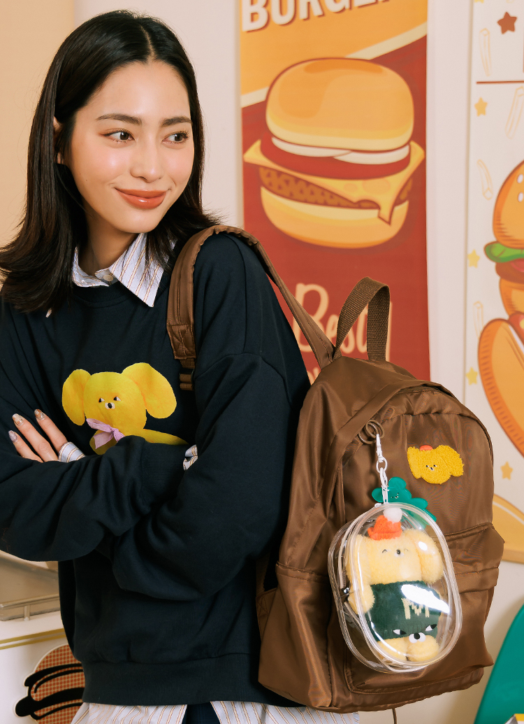 GraceGift Wasabi Bear聯名 芥末熊 吊飾透明外出曬娃包 藍綠色