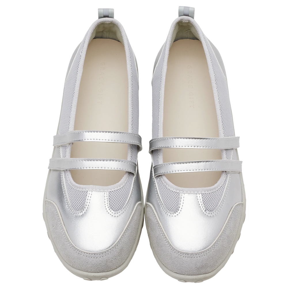 活力女孩魔鬼氈機能芭蕾舞運動鞋 銀