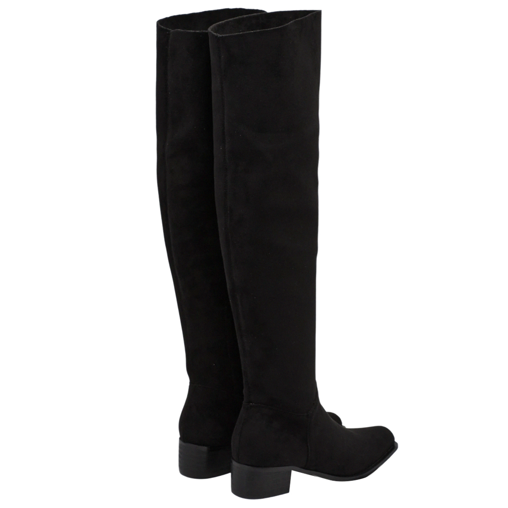 溫柔歐膩3way絨布過膝堆堆長靴 黑