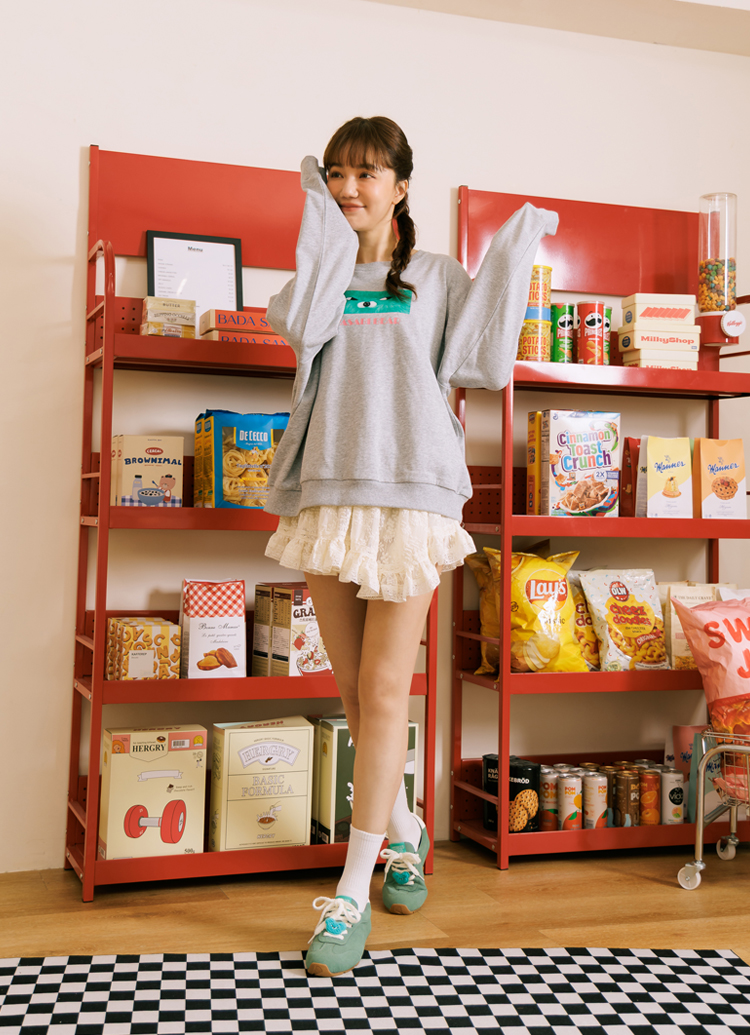 Grace Gift 平價女鞋 Wasabi Bear 聯名 芥末熊 休閒運動鞋 綠色 穿搭實拍