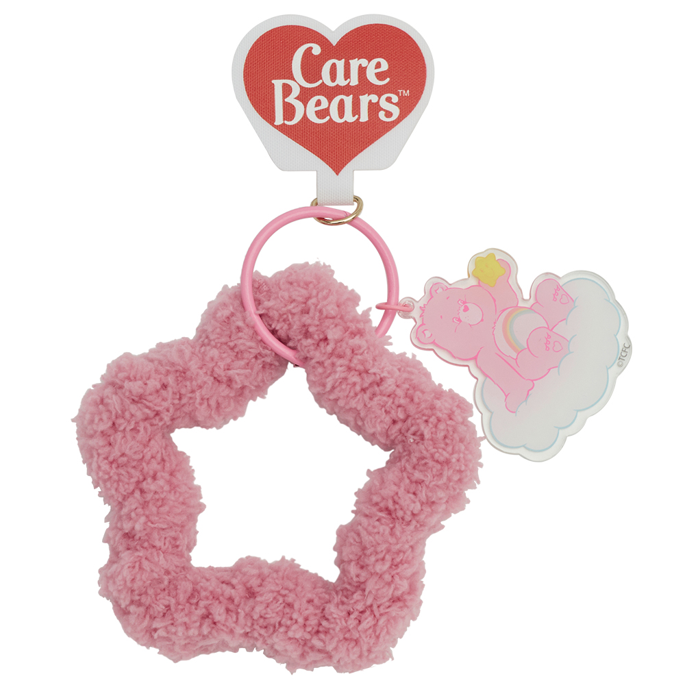GraceGift CareBears聯名 樂觀小熊 Lollipop系列 星星絨毛手機吊飾 粉紅