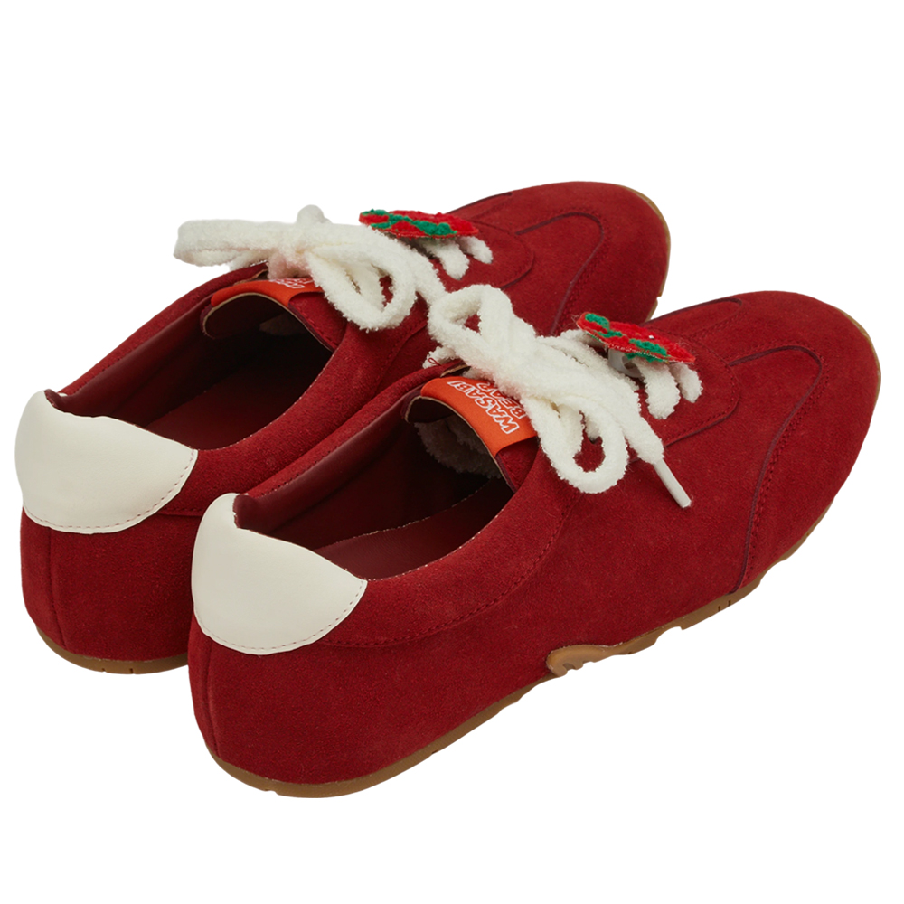 Grace Gift 平價女鞋 Wasabi Bear 聯名 辣椒醬熊 休閒運動鞋 深紅色 穿搭實拍