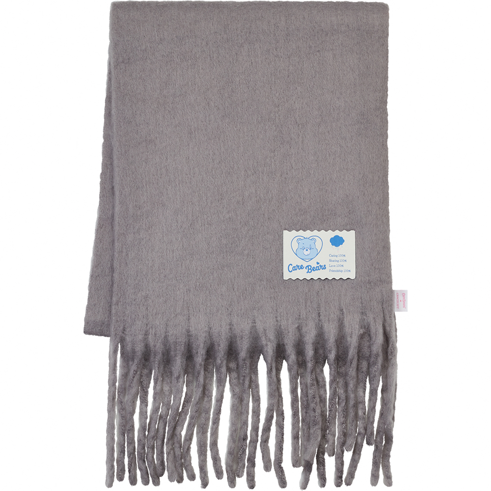 Care Bears-牢騷小熊純色流蘇仿羊絨圍巾 灰