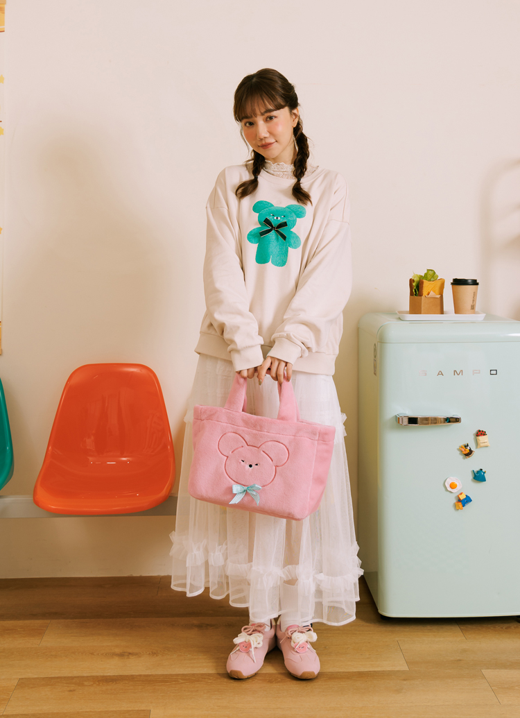 Grace Gift 平價女鞋 Wasabi Bear 聯名 粉芥末熊 休閒運動鞋 粉紅色 穿搭實拍