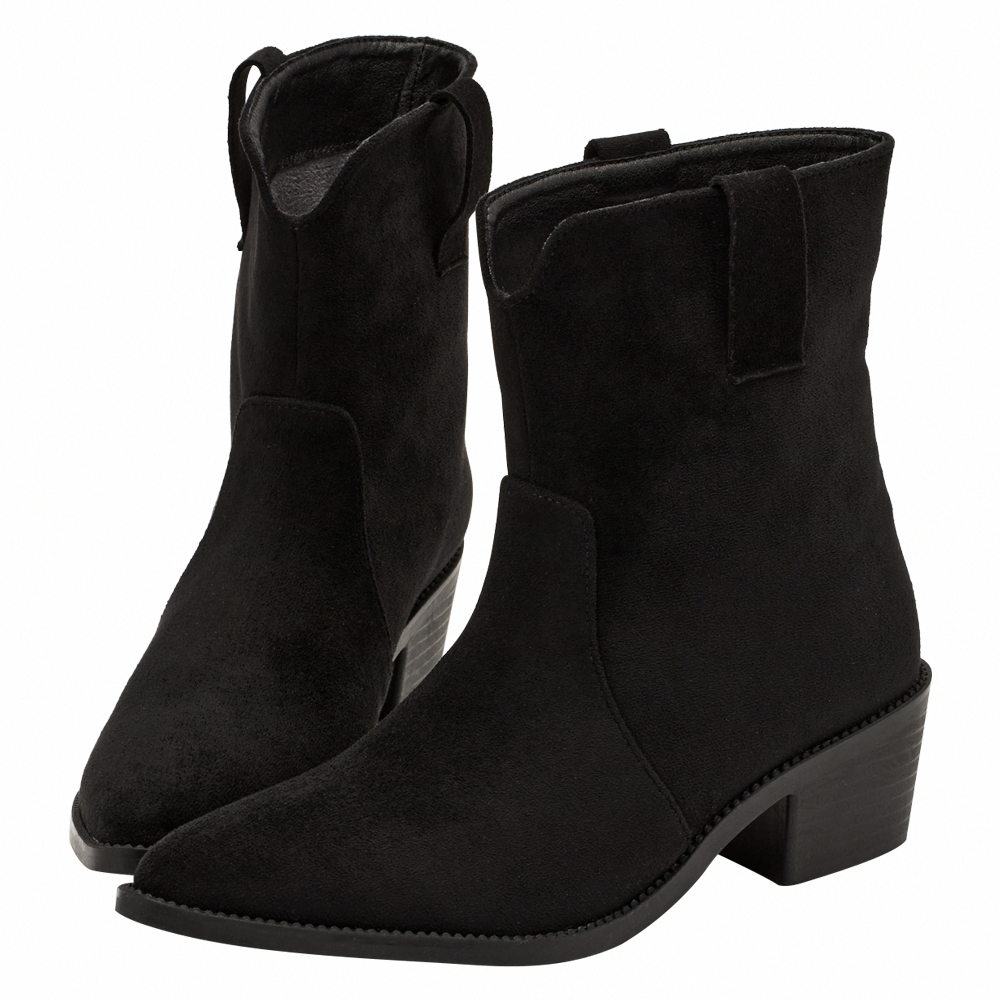 超模尖頭絨布2way可拆式褲管西部長靴 黑