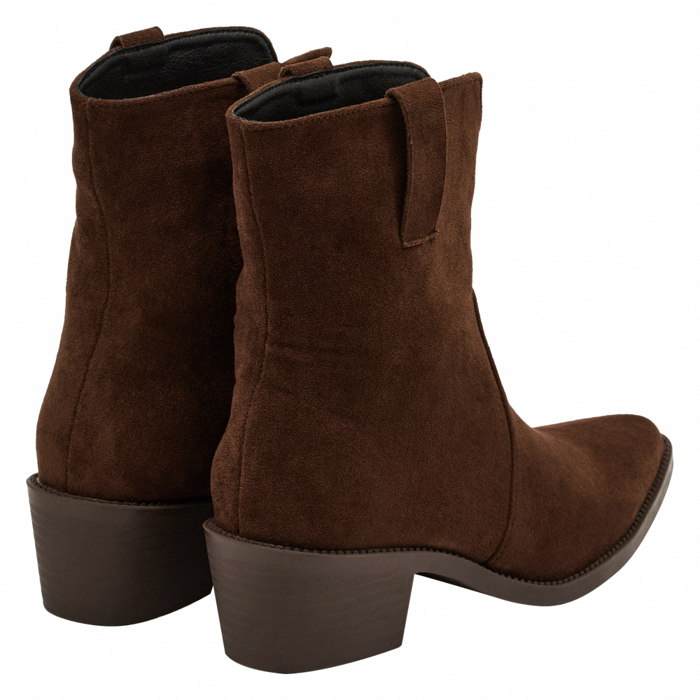 超模尖頭絨布2way可拆式褲管西部長靴 咖