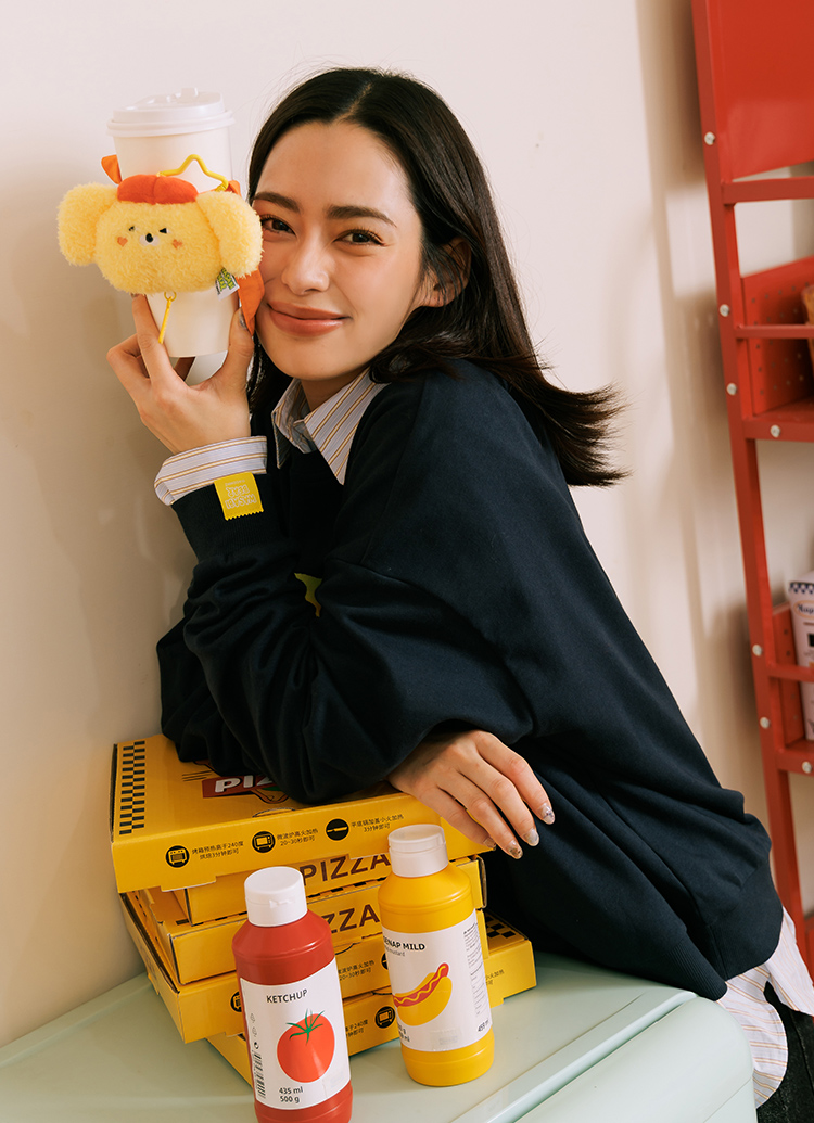 GraceGift Wasabi Bear聯名 黃芥末熊 絨毛星星吊飾飲料提袋 隨行包 黃色