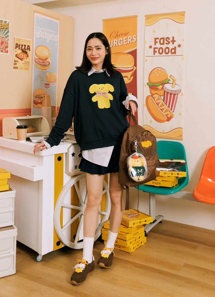 Grace Gift Wasabi Bear聯名 幸運招財好運組 大學T 吊飾 實拍圖